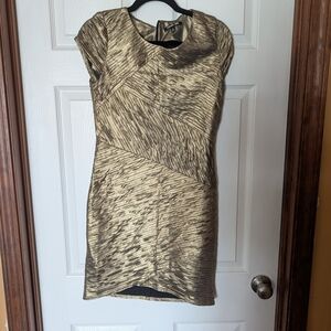 Metallic Gold Textured Sheath Dress
